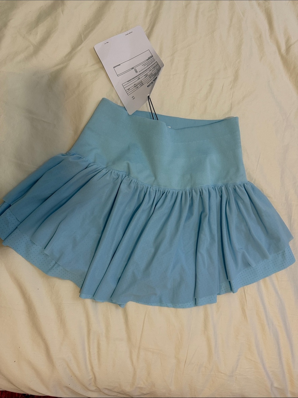 Wilson Light Blue Ruffled Skater Mini Skirt